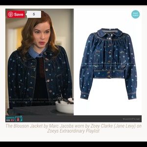 New Marc Jacobs Women Denim Floral Jacket Blue Size S
